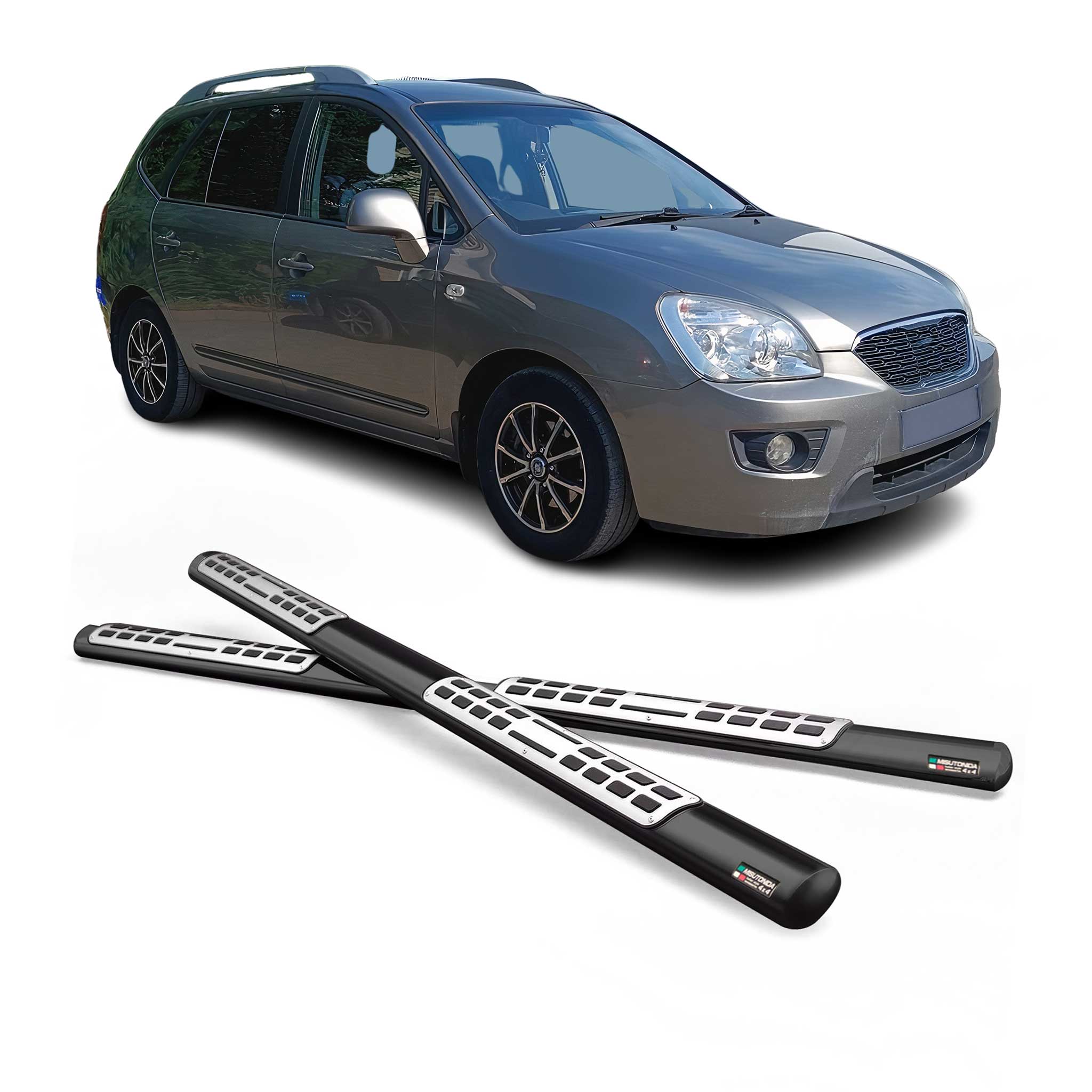 Edelstahl Seitenschweller Schwellerrohre für Kia Carens 2006-2013 Schwarz