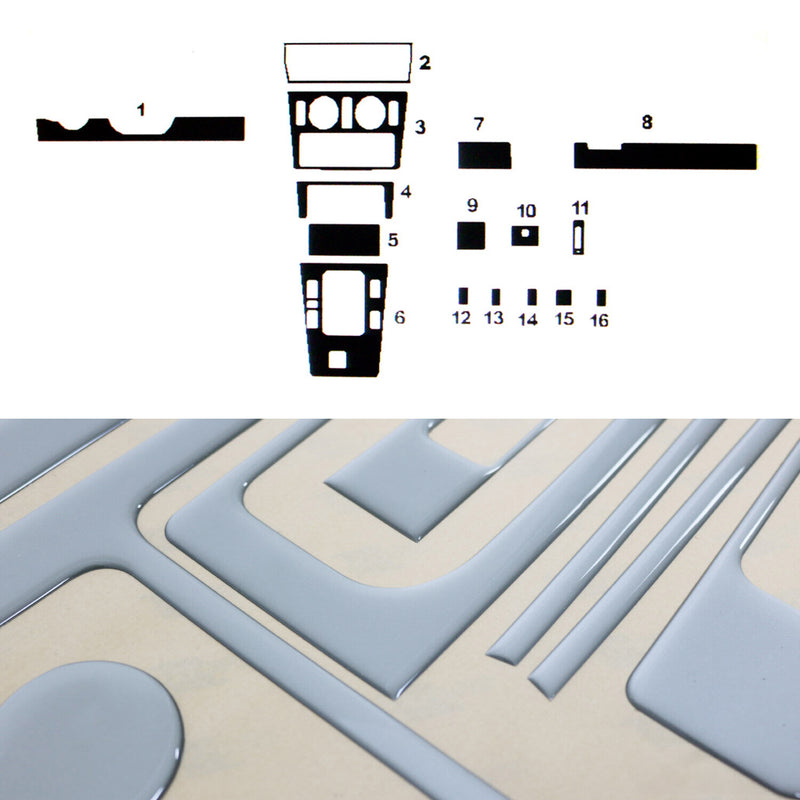 Innenraum Dekor Cockpit für Mercedes C Klasse W202 1993-2000 Aluminium Optik 16x