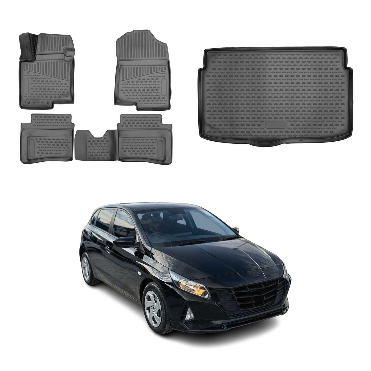 OMAC Fußmatten & Kofferraumwanne Set für Hyundai i20 III 2020-2026