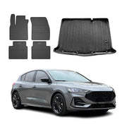 Fußmatten & Kofferraumwanne Set für Ford Focus Schrägheck 2019-2025 Fünftürer 5x
