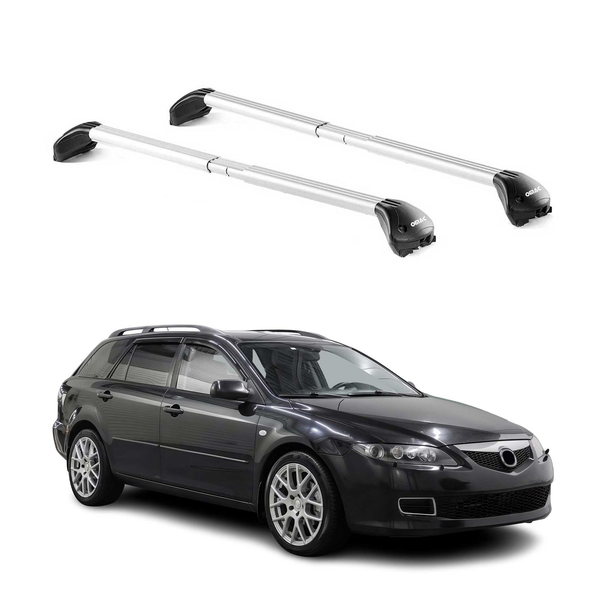 Dachträger Grundtäger für Mazda 6 Kombi 2002-2026 100kg Alu Silber 2 tlg ABE