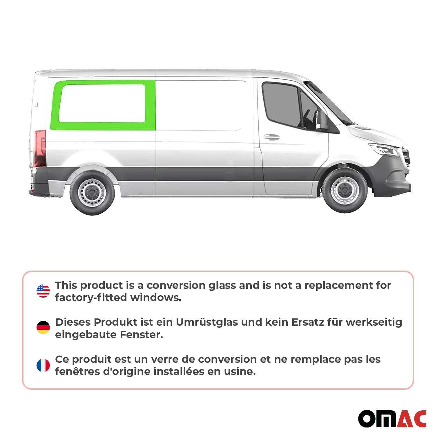 Seitenscheibe Seitenfenster für VW Crafter 2006-2017 Sicherheitsglas Rechts L2