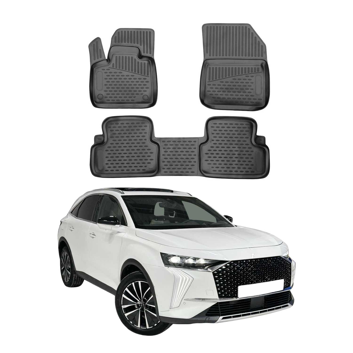 OMAC Gummimatten Fußmatten für DS7 Crossback / DS 7 2017-2026 TPE Schwarz 3x