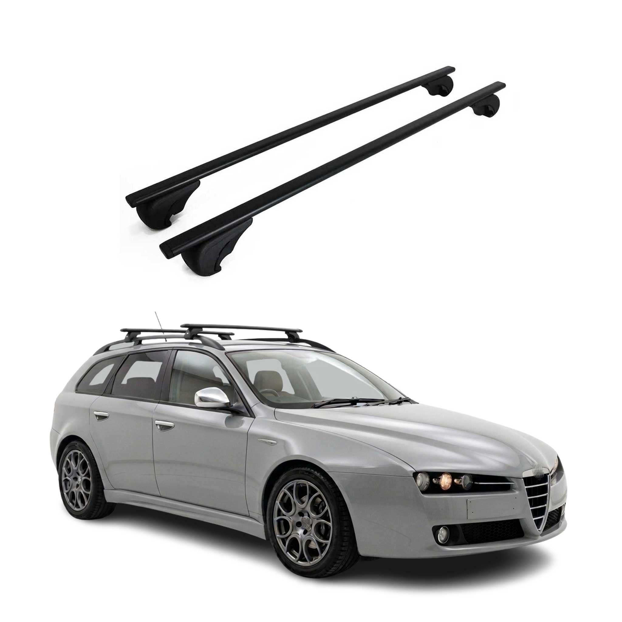 Dachträger Grundträger für Alfa Romeo 159 Sportwagon 2005-2011 Metall Schwarz 2x