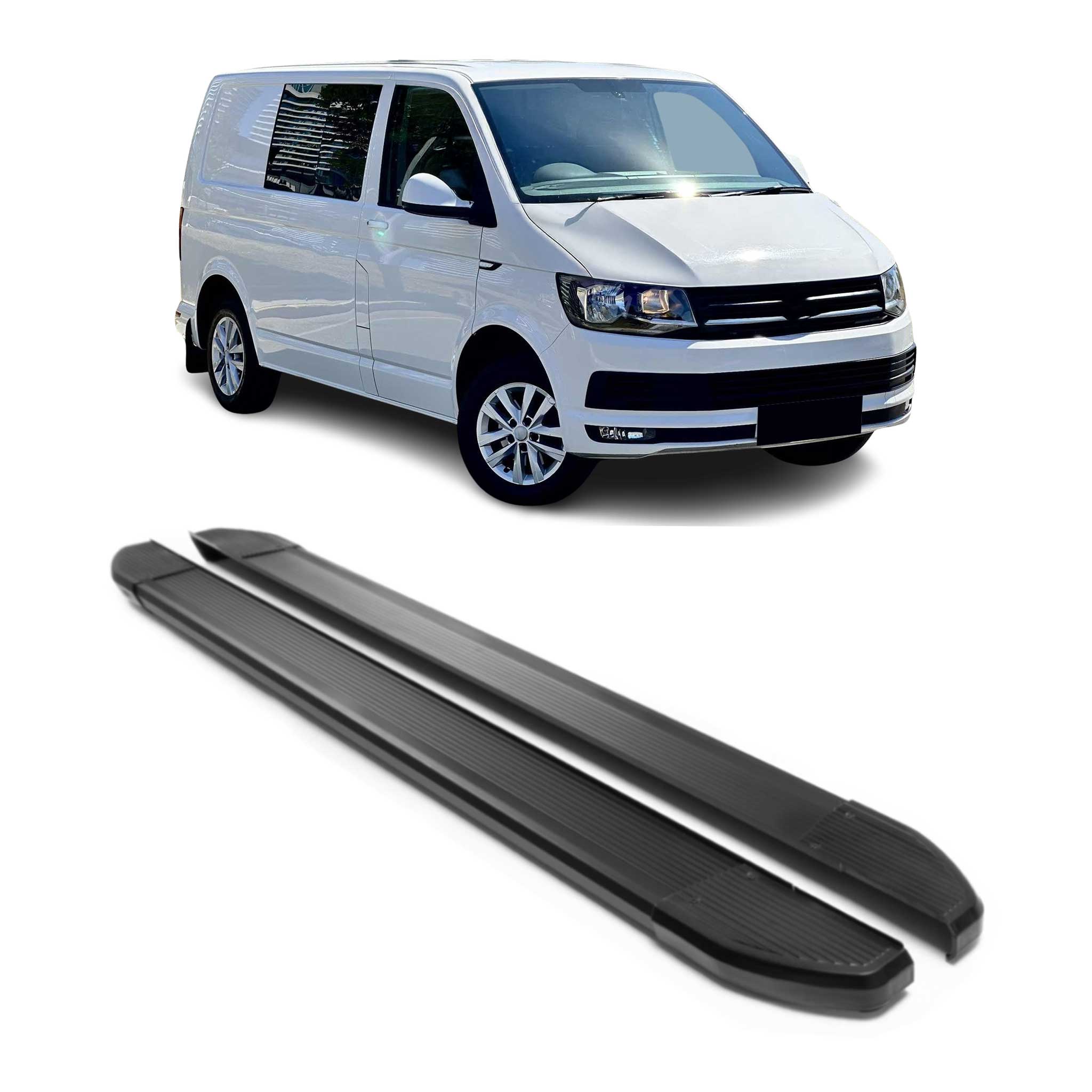 Alu Seitenschweller Trittbretter für VW T6 T6.1 alle 2015-2024 Kurzer Schwarz