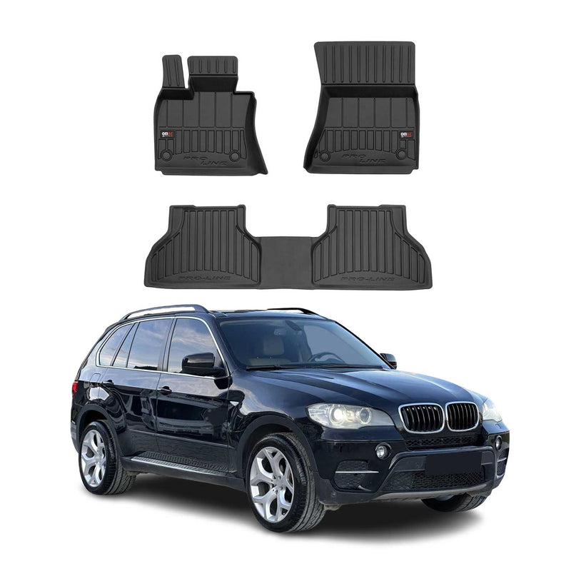 OMAC Gummi Fußmatten für BMW X5 2006-2013 Premium TPE 3D Automatten Schwarz 3x