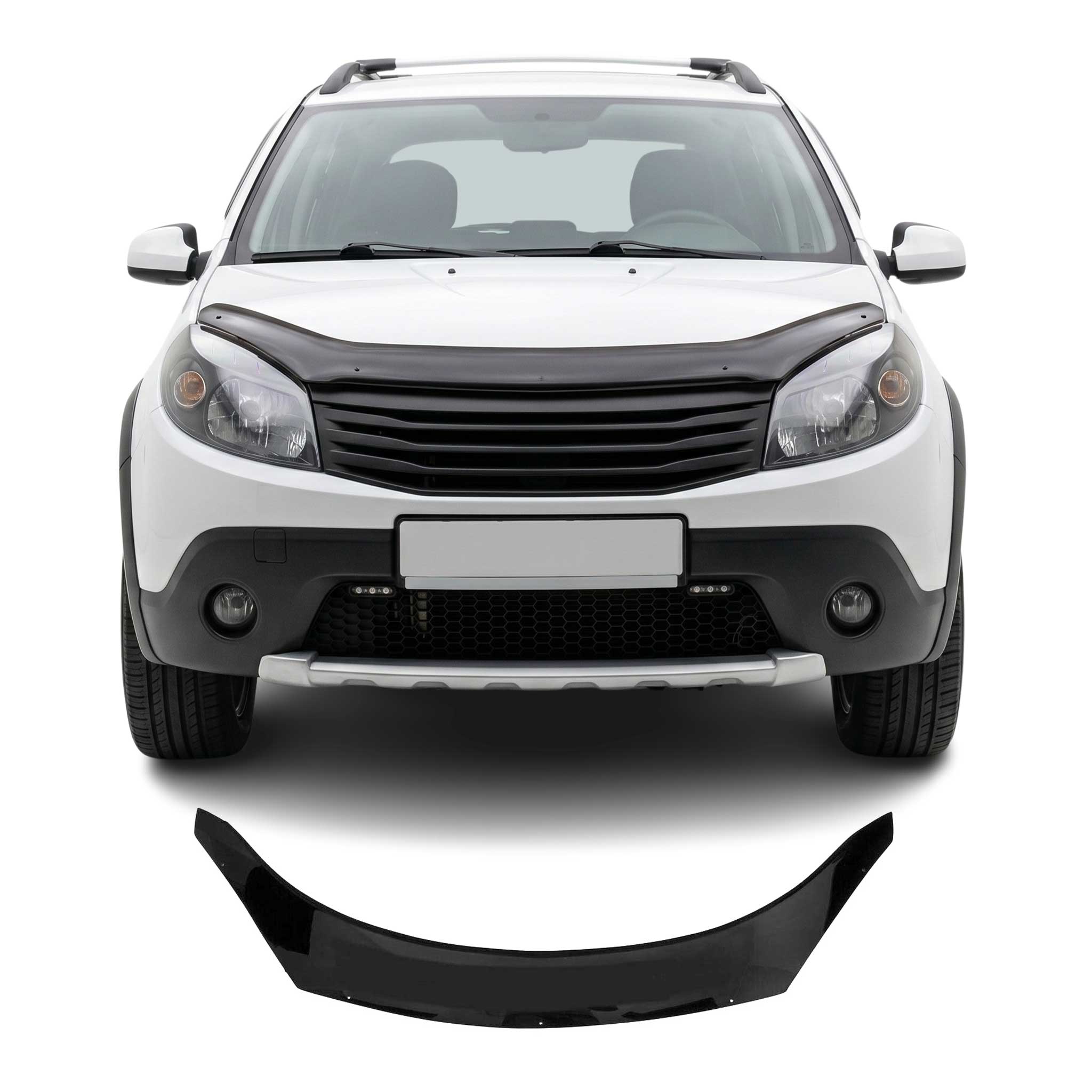 Motorhaube Deflektor Insekten Steinschlagschutz für Dacia Sandero 2008-12 Dunkel