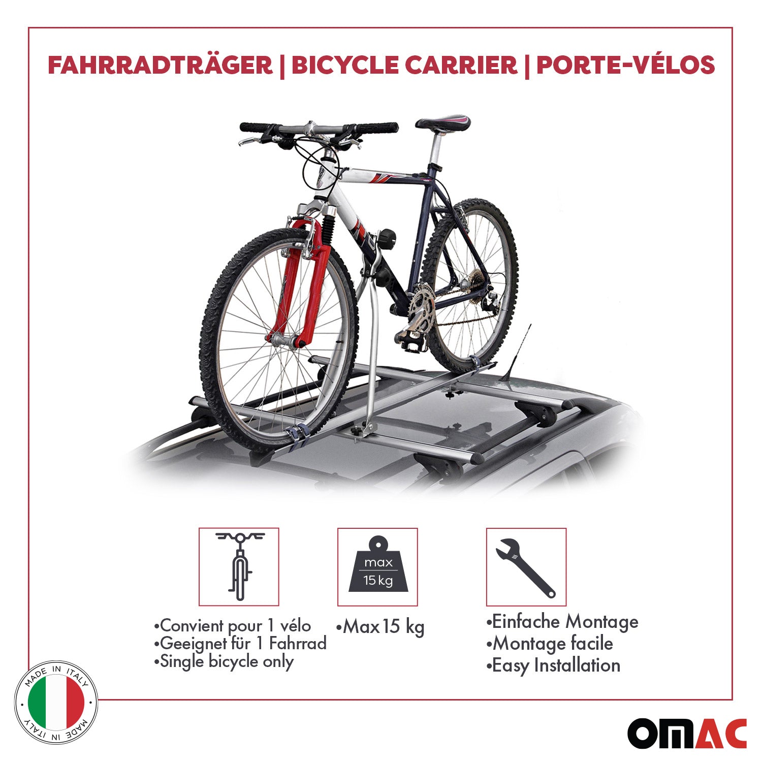 Menabo Fahrradträger Huggy Dachfahrradträger für 1 Fahrrad bis 15kg Stahl