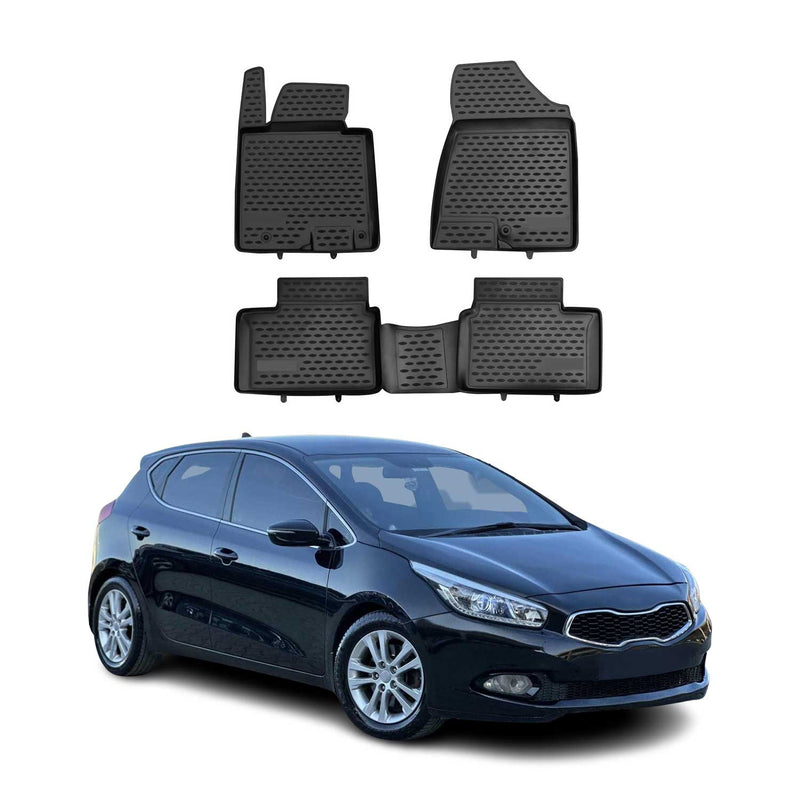 OMAC Gummimatten Fußmatten für Kia Ceed 2012-2018 TPE Automatten TPE Schwarz 4x