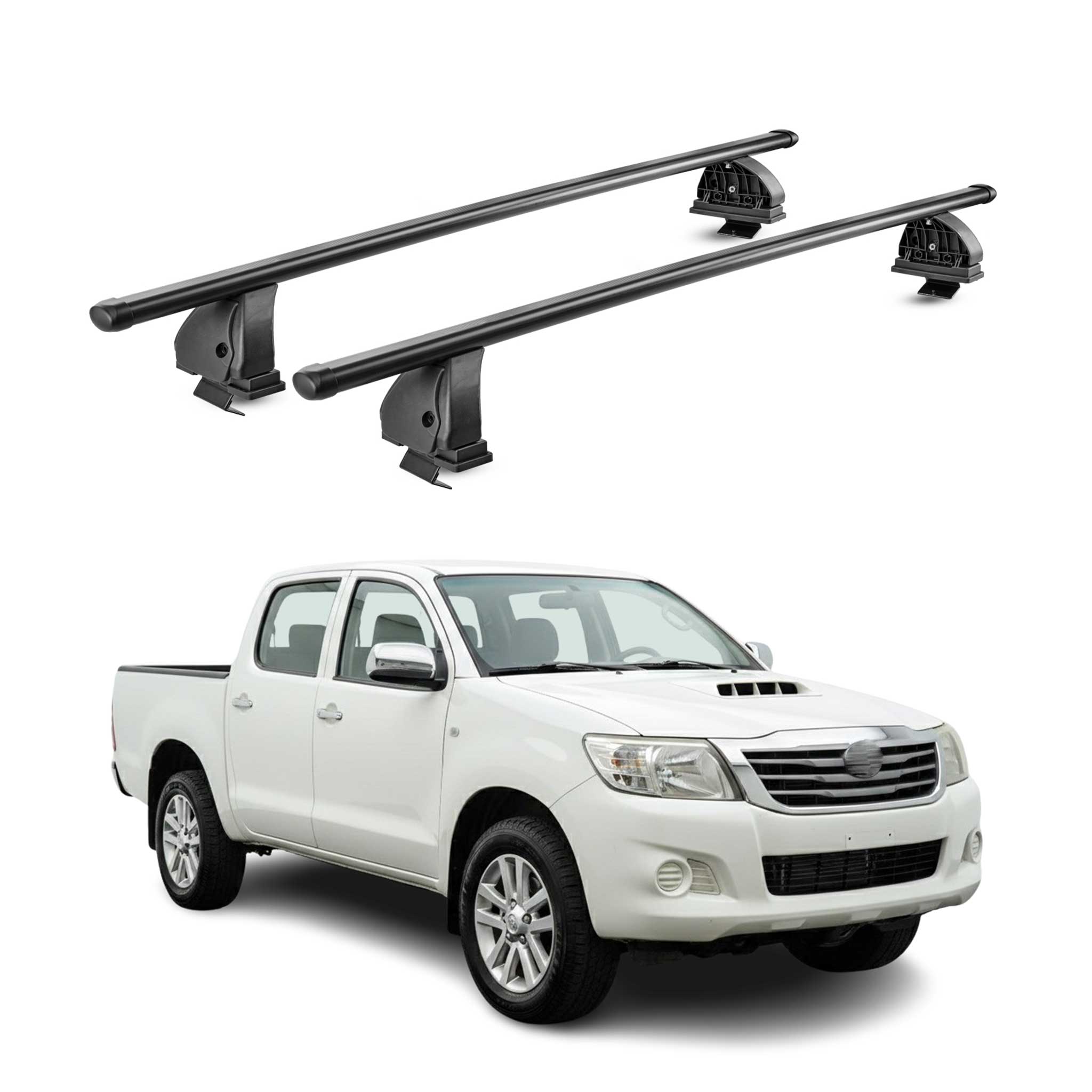 Stahl Dachträger für Toyota Hilux mk7 2005-2015 4Tür TÜV 75 kg 2tlg Schwarz