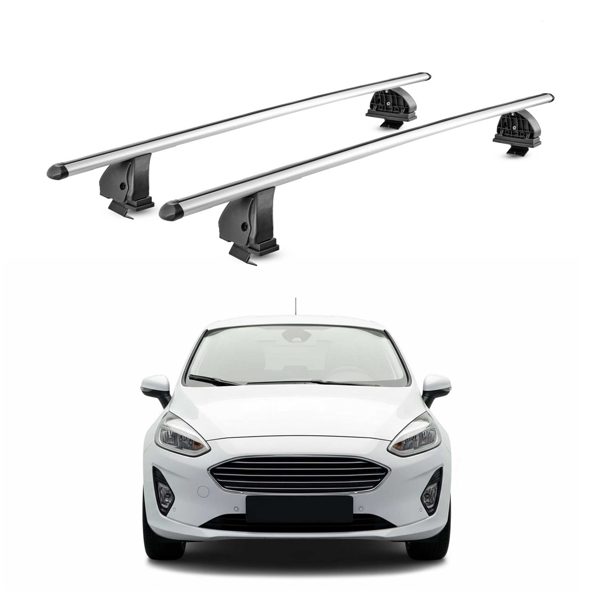 Alu Dachträger für Ford Fiesta VII Schrägheck 2018-2023 5Tür 2tlg Silber