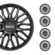 Radkappen Radzierblenden Sparco Roma 14" Zoll Auto Abdeckung Set Grau Schwarz 4x