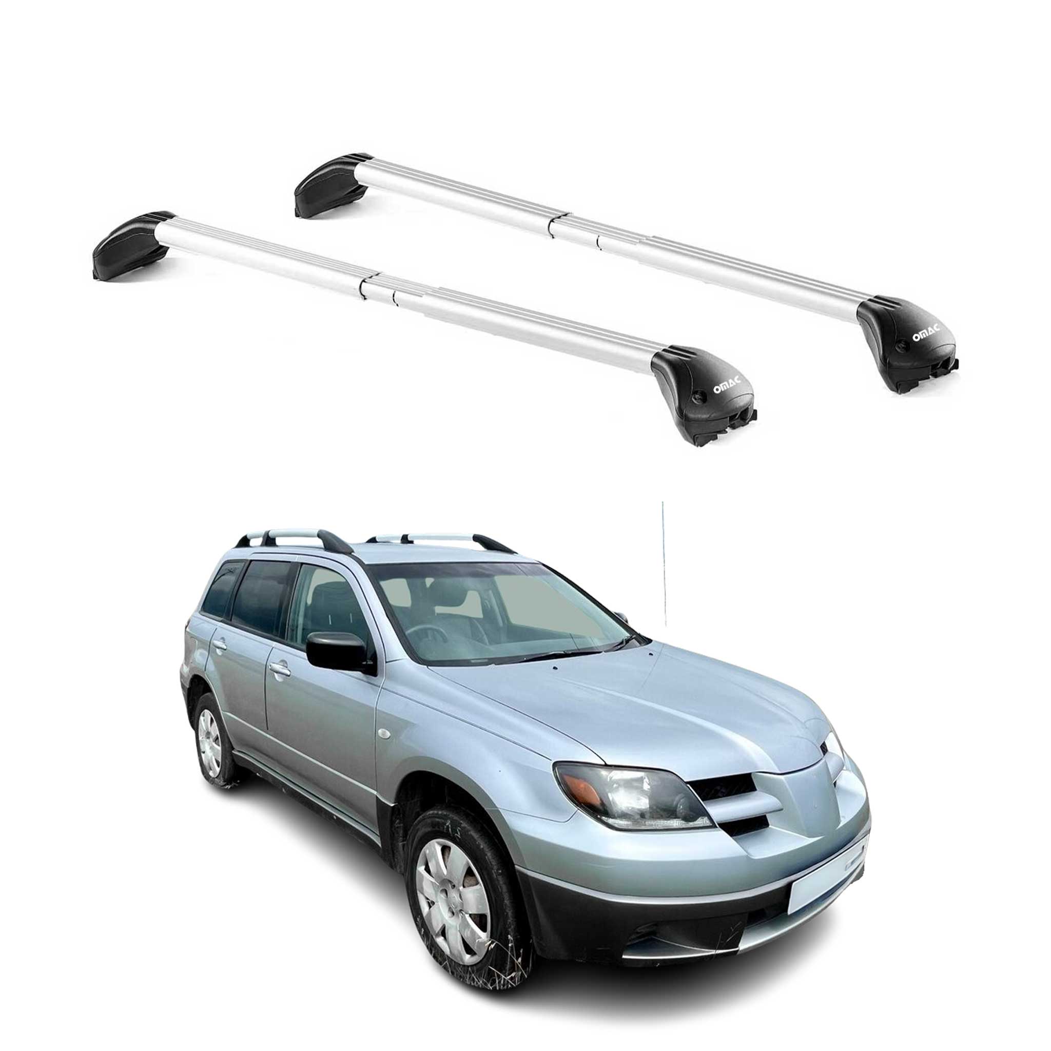 Dachträger Grundtäger für Mitsubishi Outlander 2004-2006 100kg Alu Silber 2x ABE