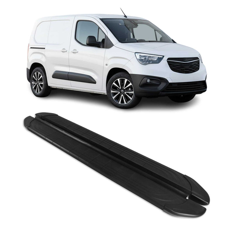Trittbretter Seitenschweller für Opel Combo L1 Kurzer 2019-2025 Alu Schwarz 2tlg