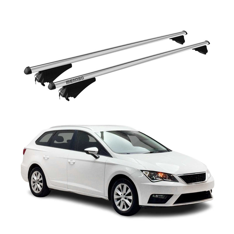 Menabo Dachträger Grundtäger für Seat Leon mk3 2012-2020 75kg Alu Silber 2 tlg