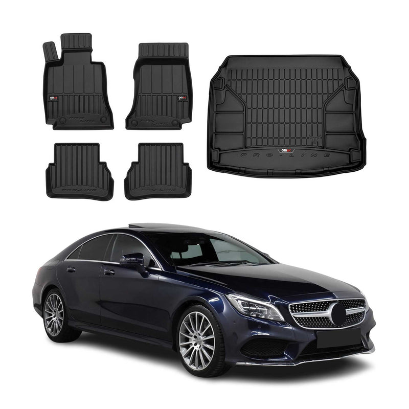OMAC Fußmatten & Kofferraumwanne Set für Mercedes CLS C218 2010-2018 Gummi 5x
