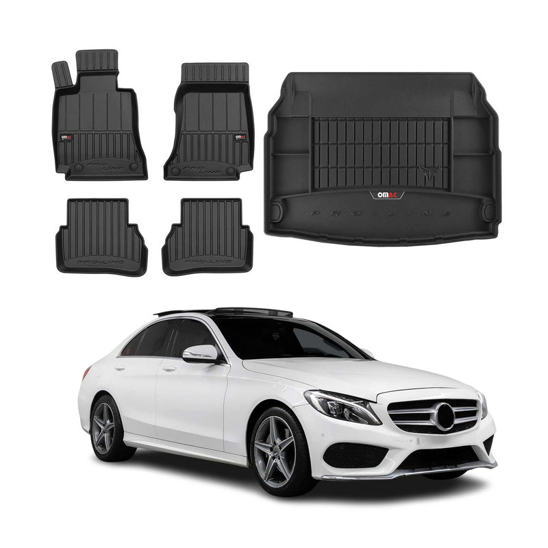 OMAC Fußmatten & Kofferraumwanne Set für Mercedes C Klasse W205 2013-2025 Gummi