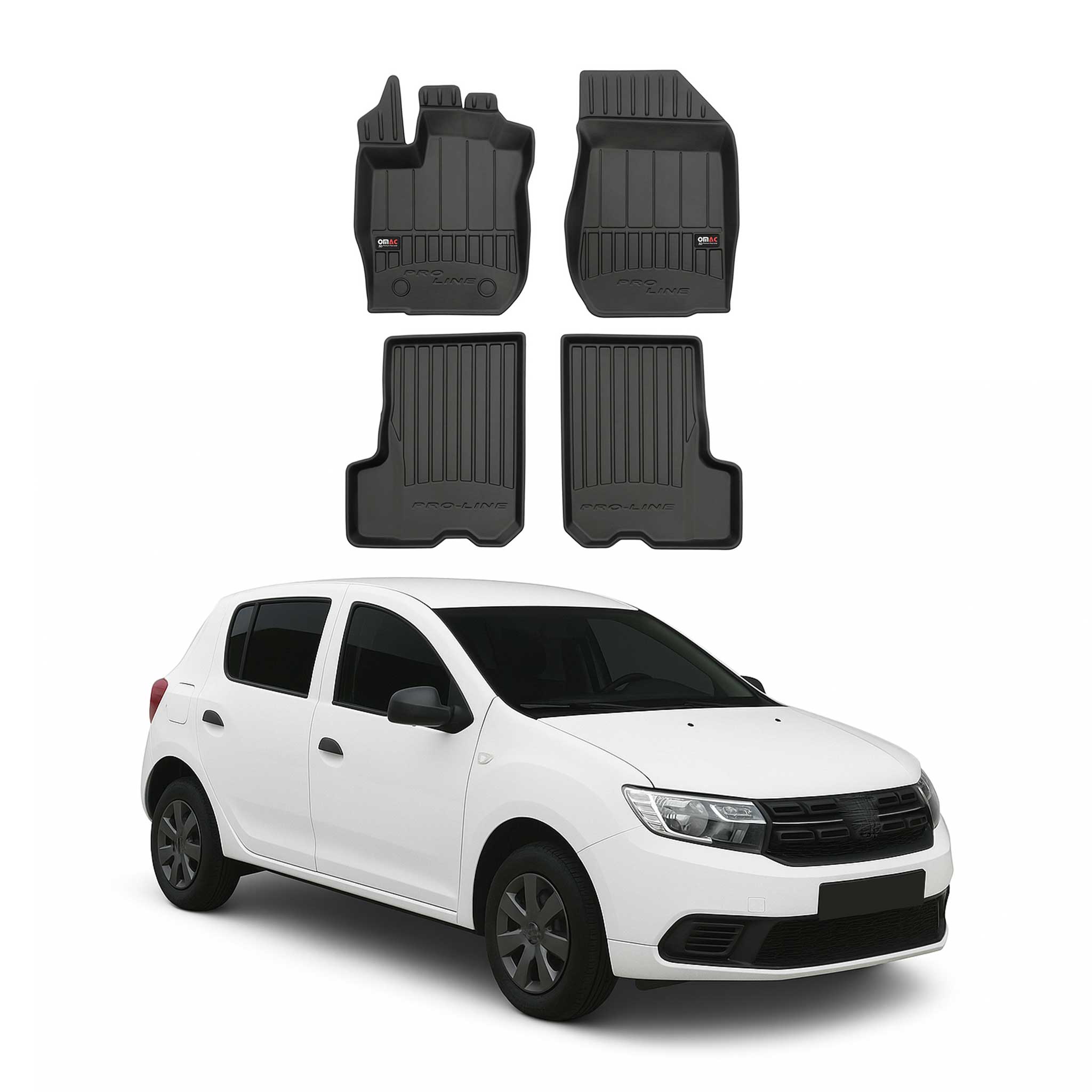 OMAC Gummi Fußmatten für Dacia Sandero 2012-2020 Premium TPE Automatten 4tlg