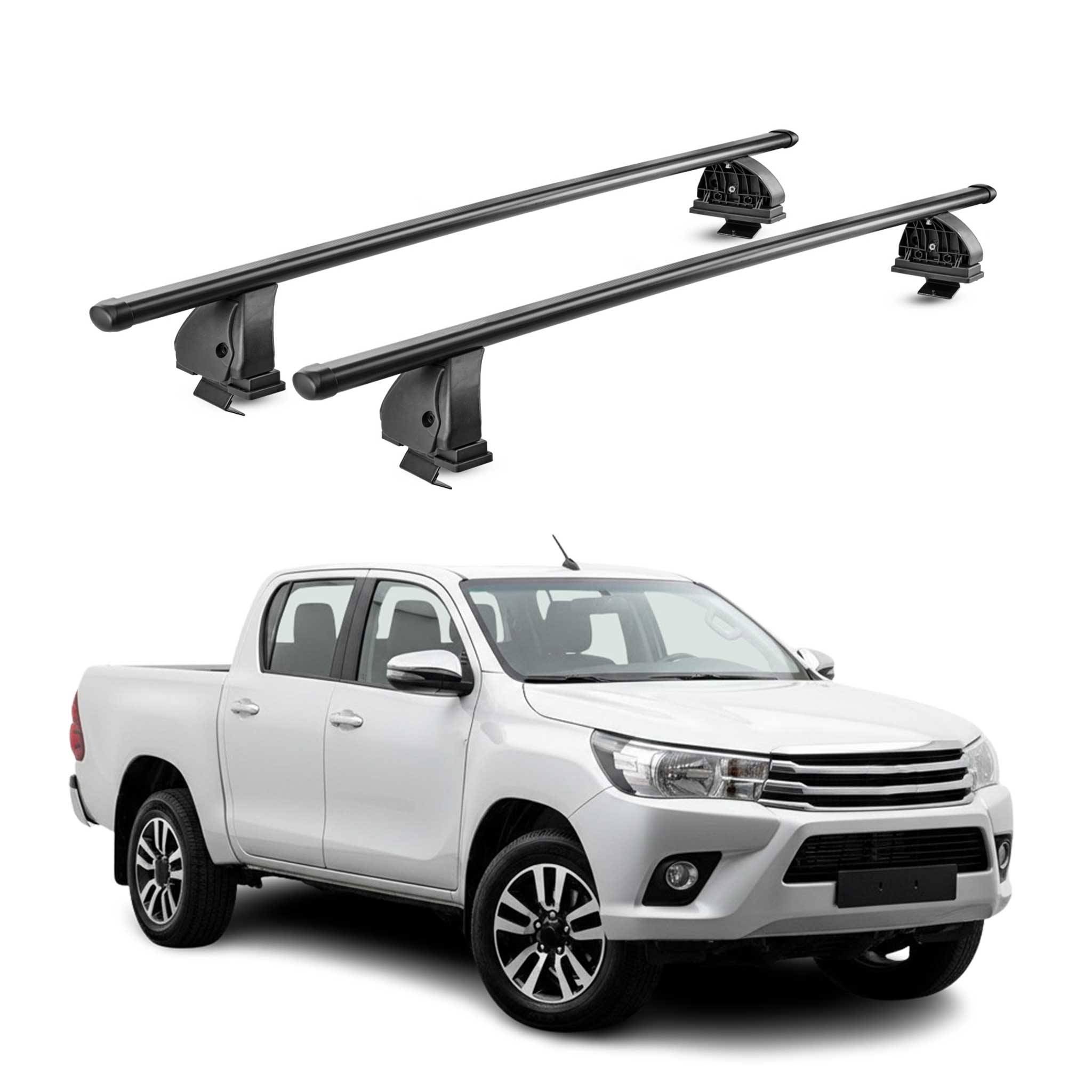 Stahl Dachträger für Toyota Hilux mk8 2015-2026 4Tür TÜV 75 kg 2tlg Schwarz