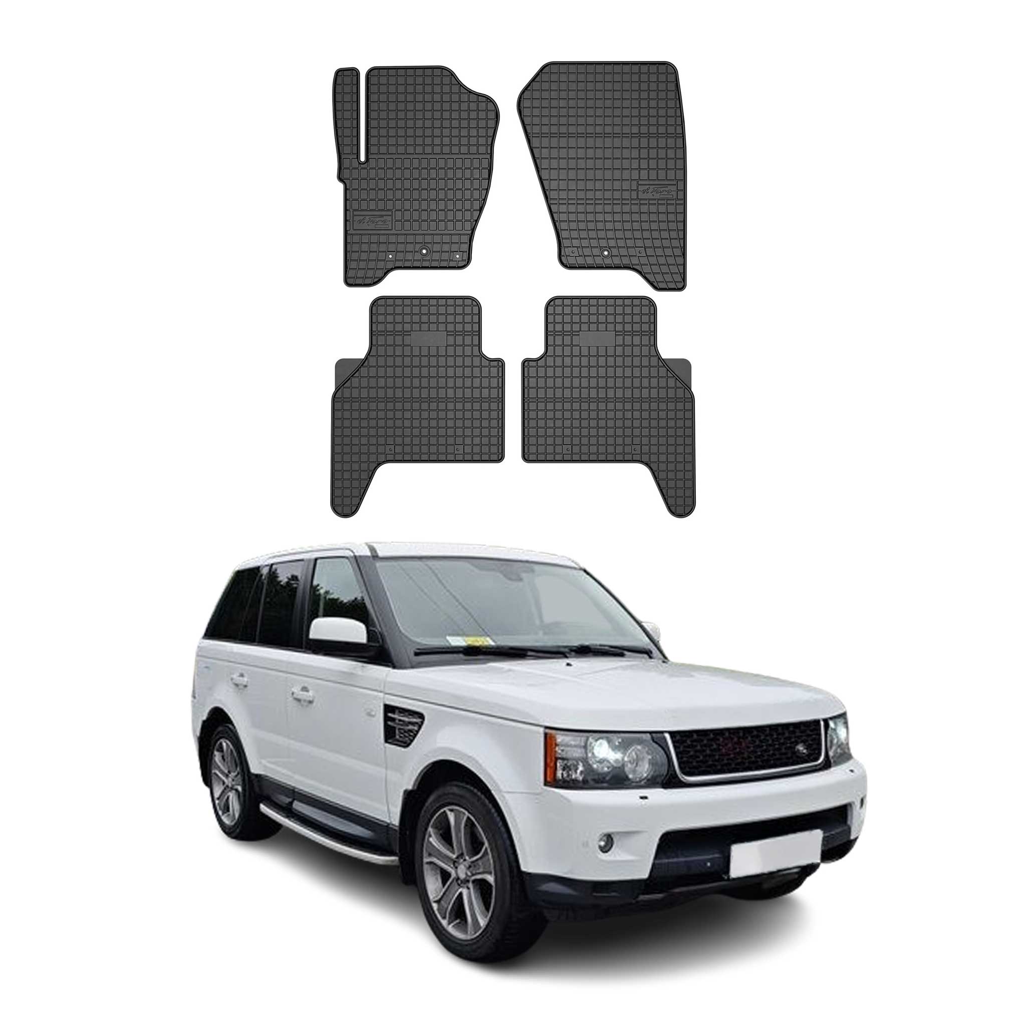 OMAC Gummi Fußmatten für Land Rover Range Rover Sport 2005-2012 Schwarz 4x