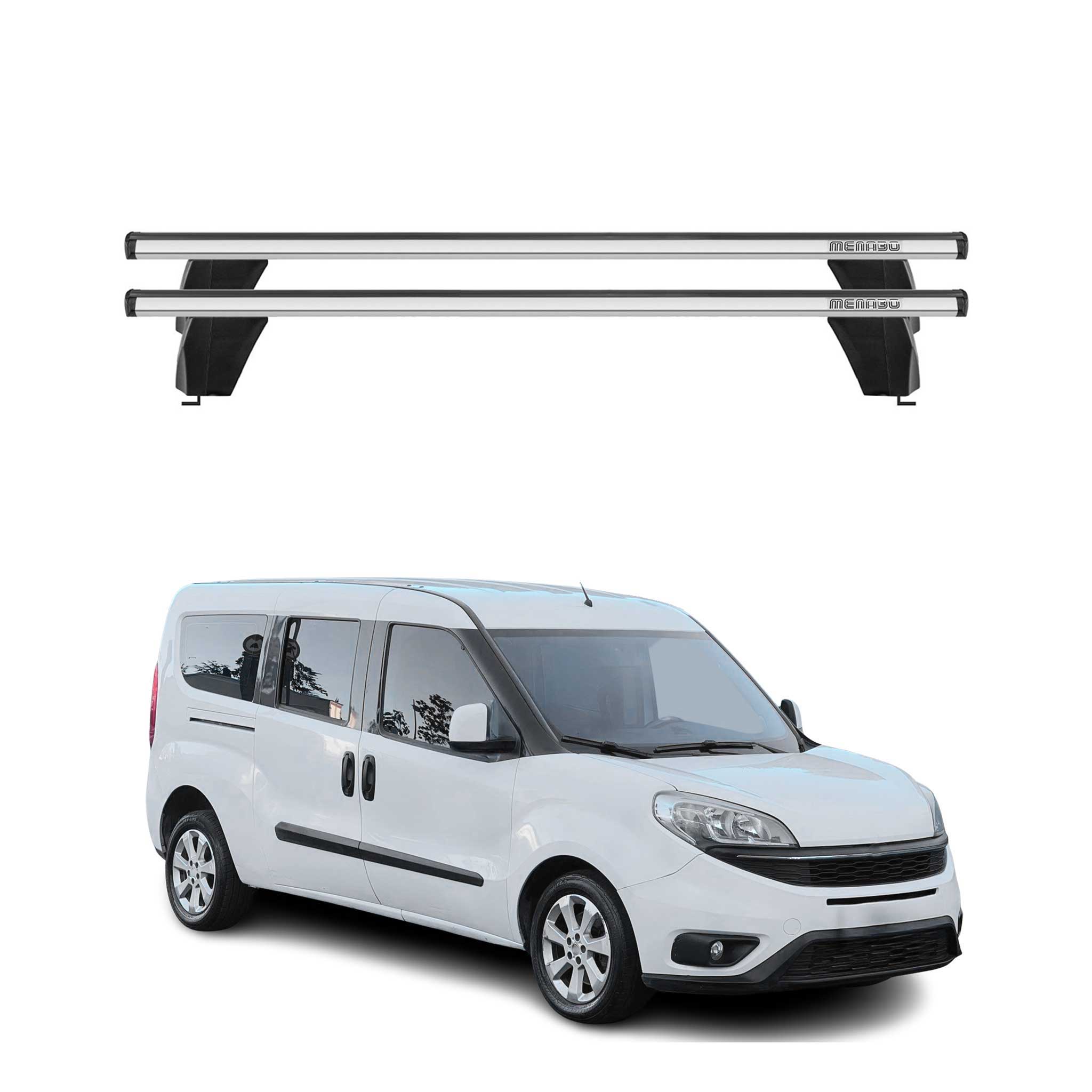 Menabo Dachträger Grundtäger für Fiat Doblo 2010-2022 75kg Alu Silber 2 tlg