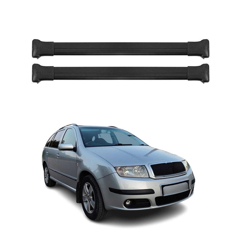 Dachträger Grundtäger für Skoda Fabia mk1 1999-2007 75kg Aluminium Schwarz 2 tlg