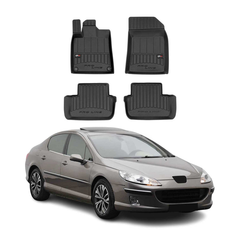 OMAC Gummi Fußmatten für Peugeot 407 Limo Kombi 2004-2011 Premium TPE Schwarz 4x