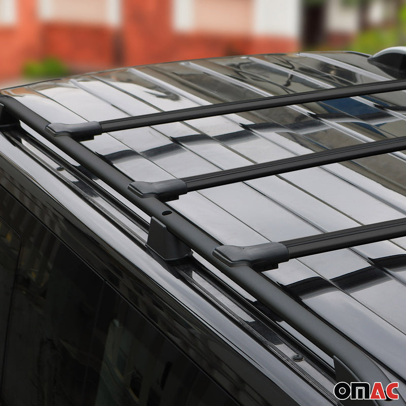 Dachreling + Dachträger für Renault Trafic 2014-2025 L2 Langer Alu Schwarz 5x