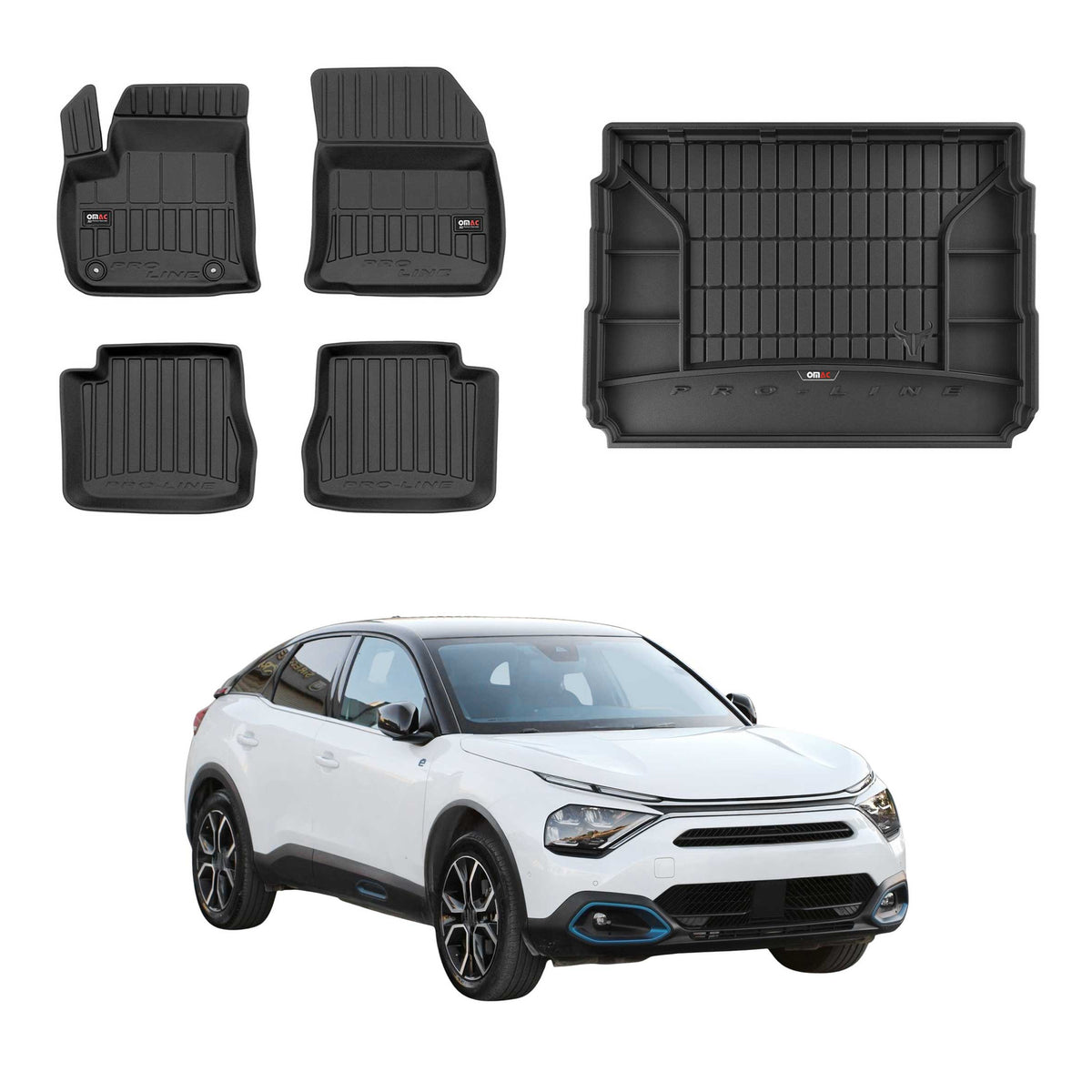 OMAC Fußmatten & Kofferraumwanne Set für Citroen e-C4 2022-2026 obere