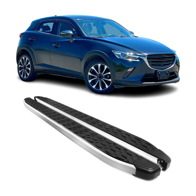 Alu Trittbretter Seitenschweller für Mazda CX-3 2015-2025 Schwarz Silber 2tlg