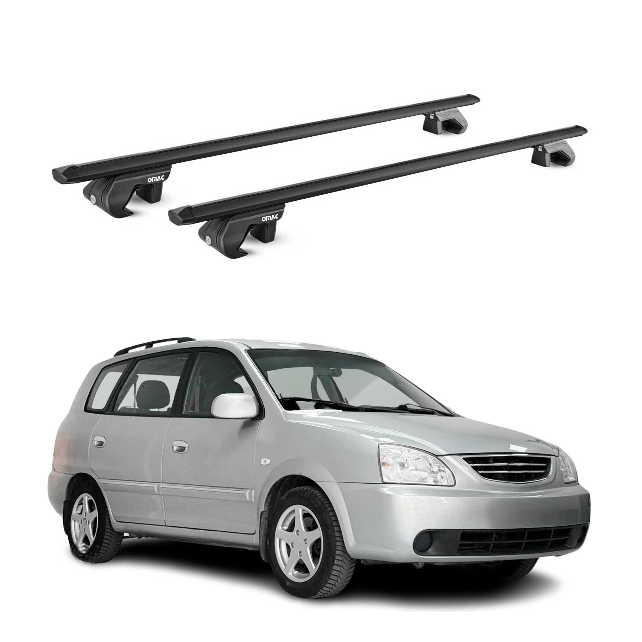 Dachträger Grundtäger für Kia Carens mk1 Kombi 2002-2006 FL 90kg Alu Schwarz ABE