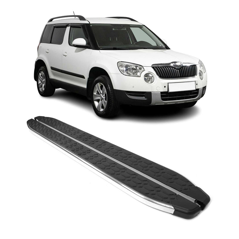 Trittbretter Seitenschweller für Skoda Yeti ab 2009 Edelstahl Schwarz Silber