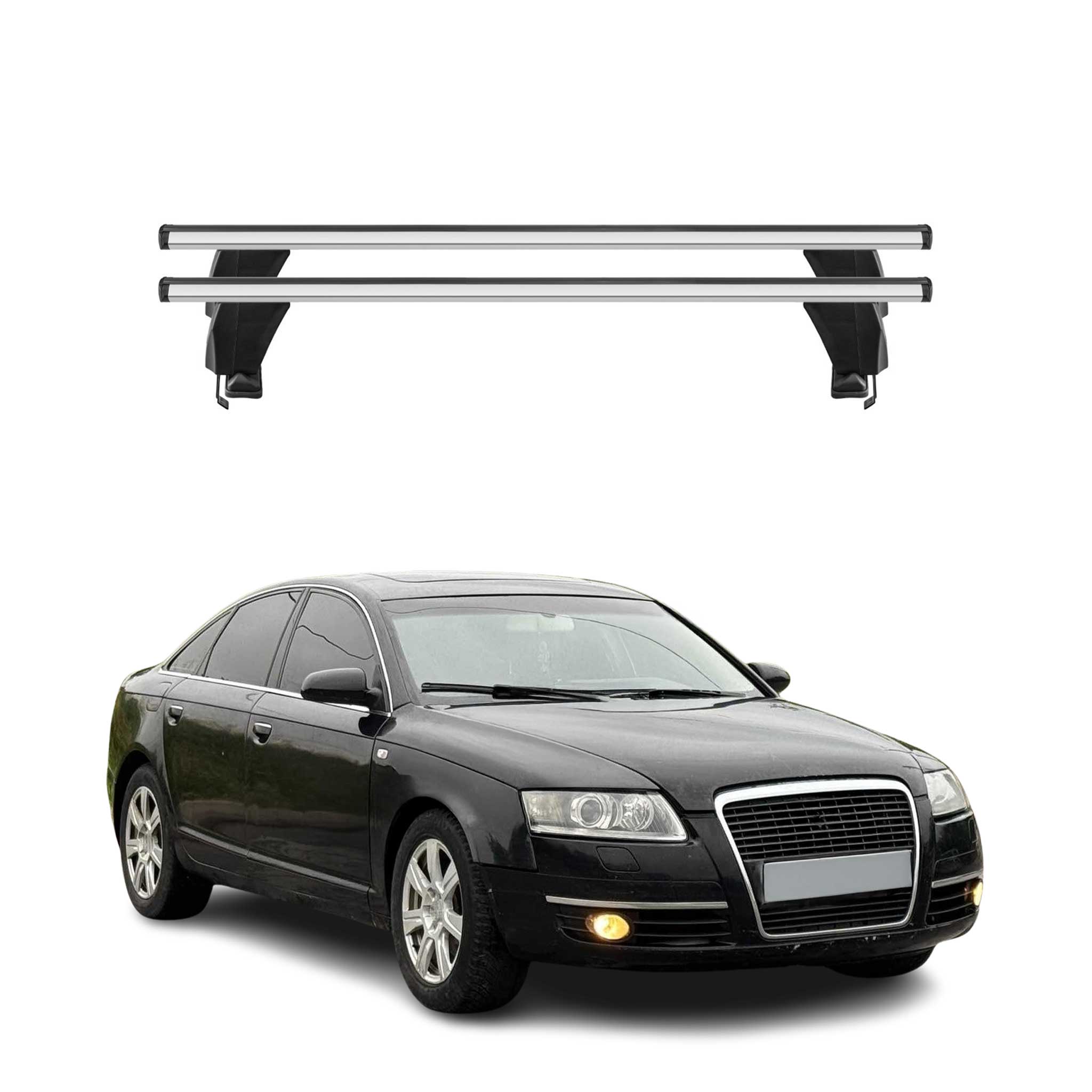 Menabo Dachträger Grundtäger für Audi A6 C6 Limo 2004-2011 50kg Alu Silber 2 tlg
