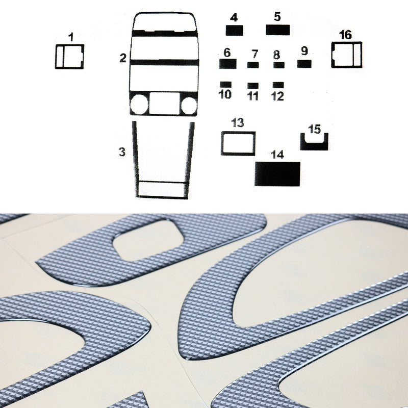 Innenraum Dekor Cockpit für Suzuki Vitara 1993-1998 Carbon Optik 16tlg