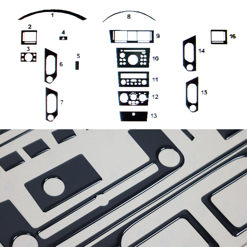 Innenraum Dekor Cockpit für Opel Meriva 2003-2010 Piano Schwarz Optik 16tlg