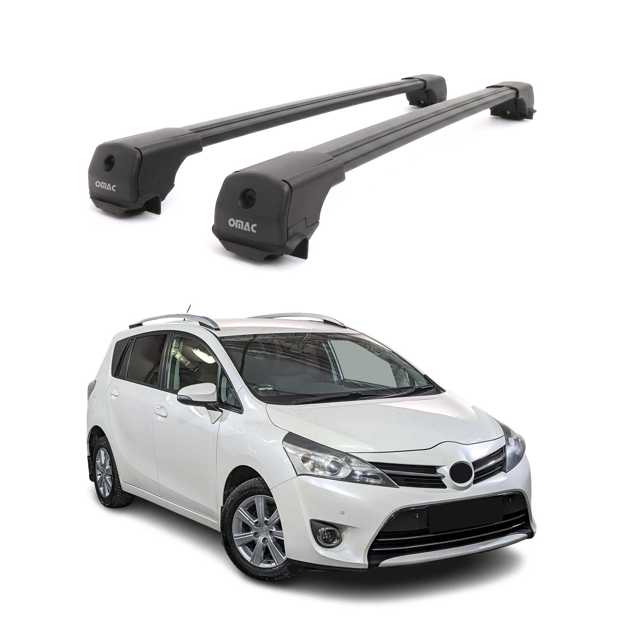 Dachträger Grundträger für Toyota Verso 2009-2018 Aluminium 75kg Schwarz 2tlg