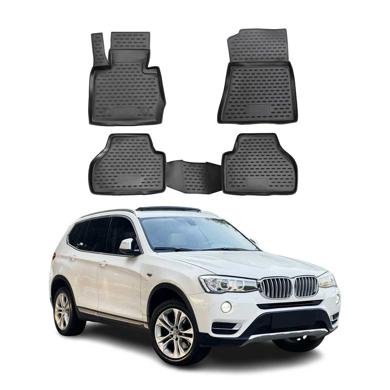 OMAC Gummimatten Fußmatten für BMW X3 F25 2010-2017 TPE Automatten Schwarz 4x