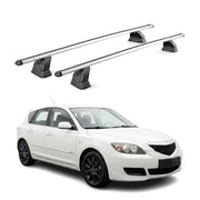Alu Dachträger für Mazda 3 I 2004-2009 TÜV Abschließbar T-Nut 75 kg 2tlg Silber