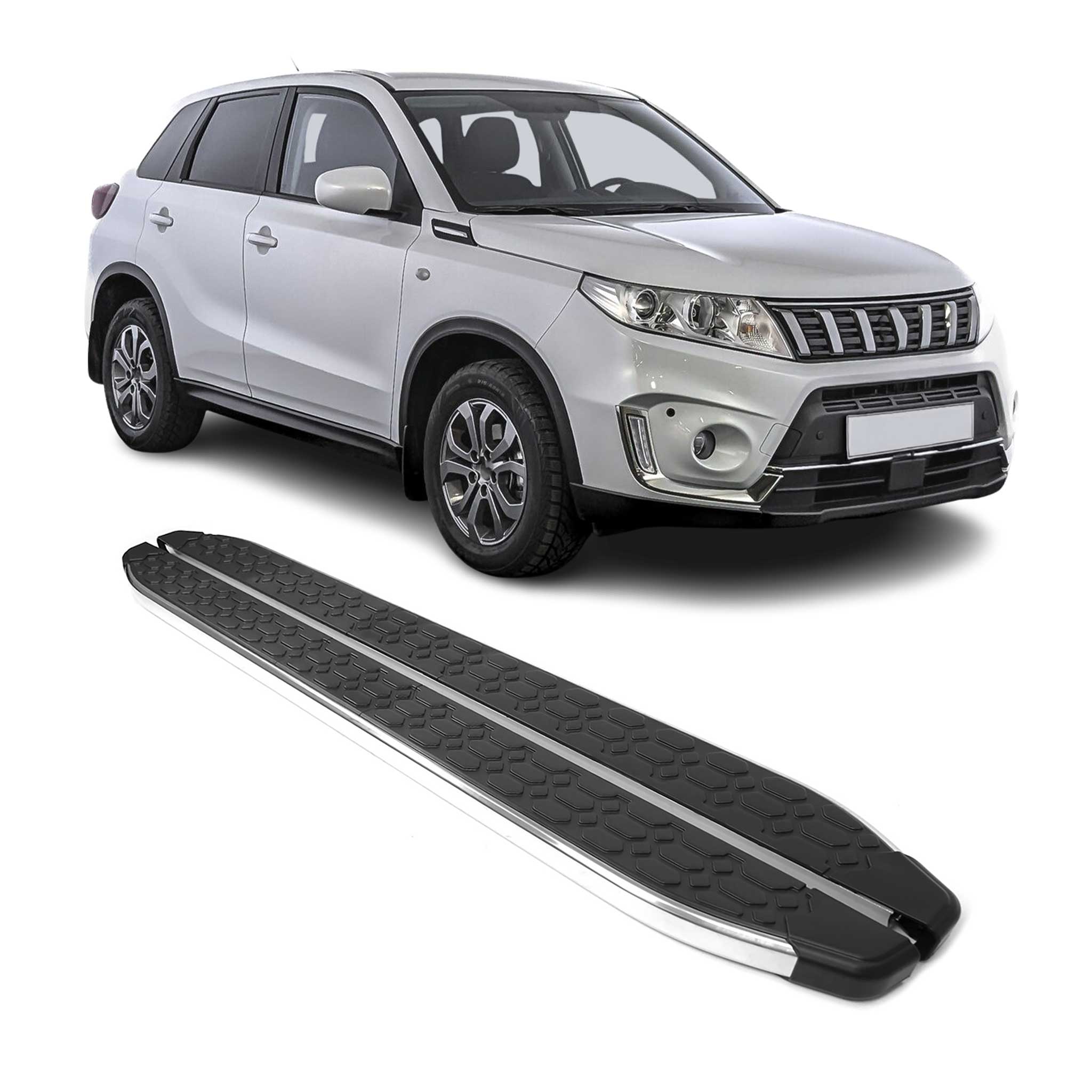 Trittbretter Seitenschweller für Suzuki Vitara IV 2015-25 Edelstahl Schwarz Grau