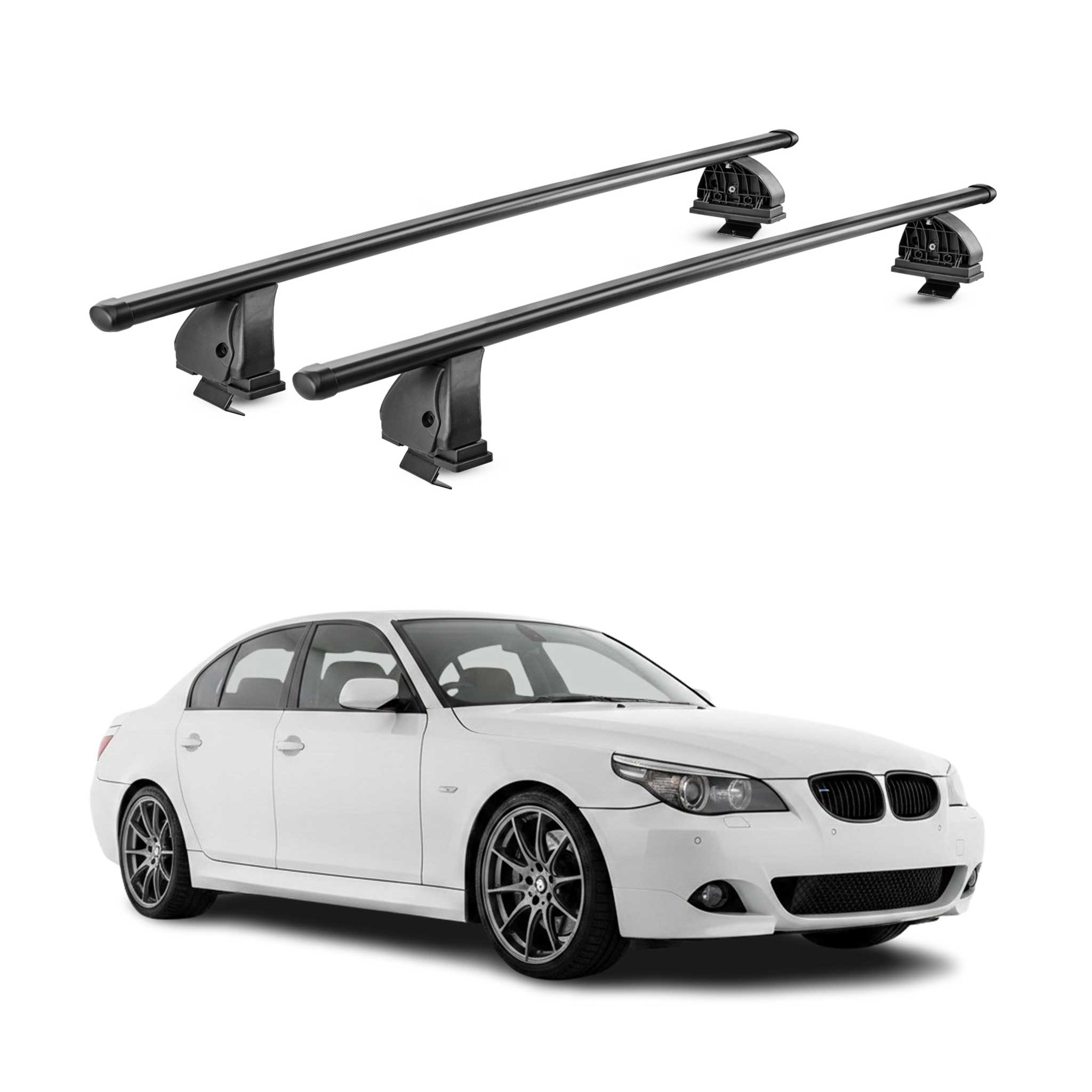 Stahl Dachträger für Bmw 5er E60 2004-2010 TÜV Abschließbar 75 kg 2tlg Schwarz