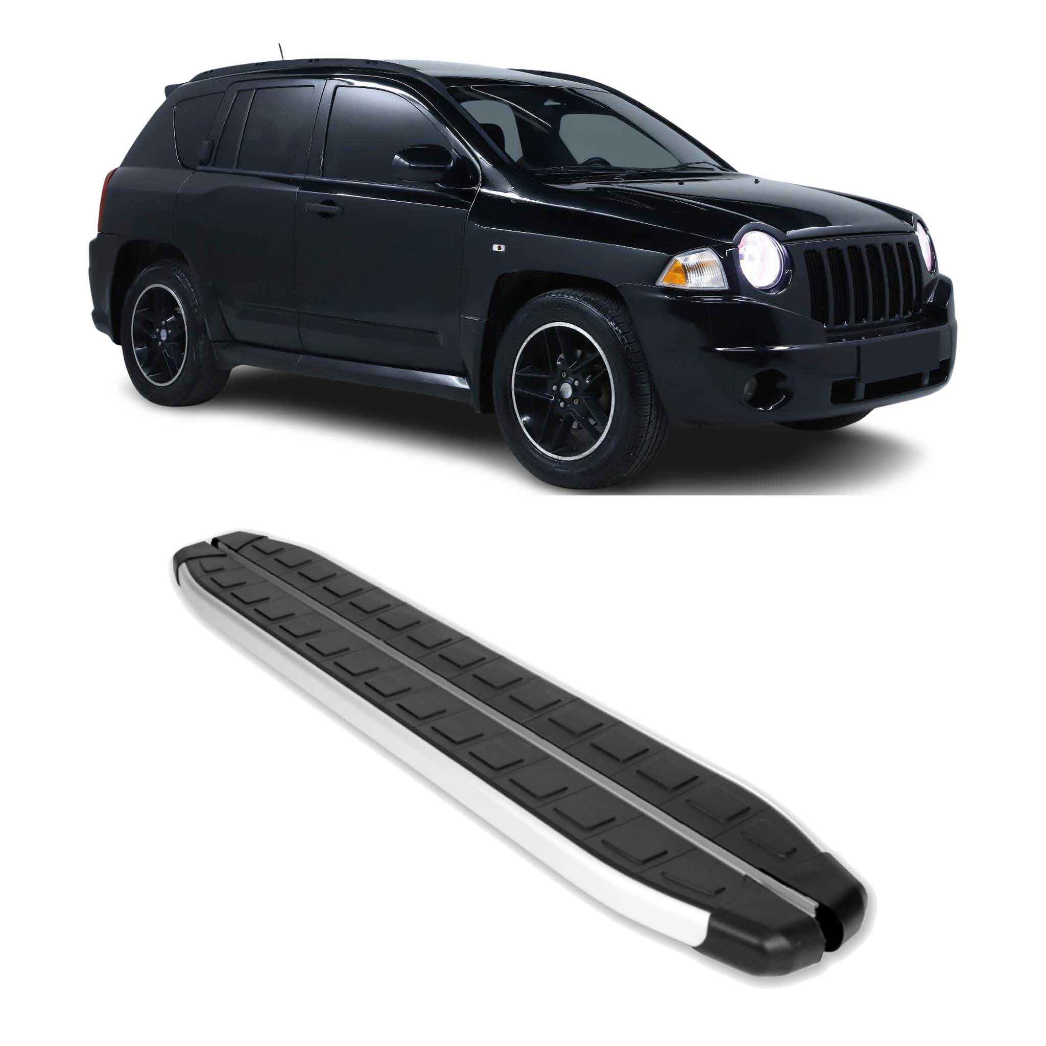 Seitenbretter Trittbretter für Jeep Compass I 2007-2017 Aluminium Schwarz