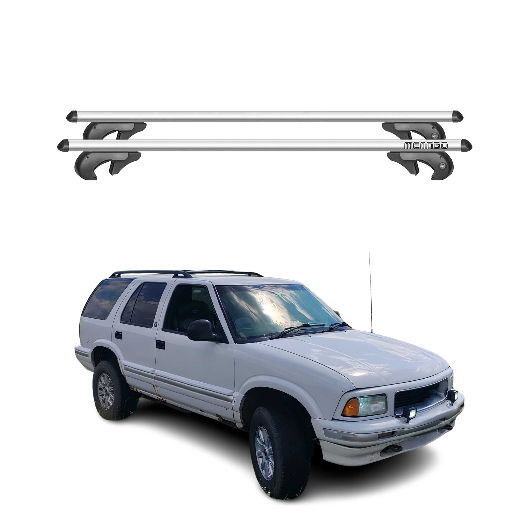 Menabo Dachträger Grundtäger für GMC Jimmy Downsize 1995-2005 90kg Alu Silber 2x