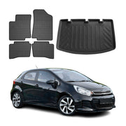 Fußmatten & Kofferraumwanne Set für Kia Rio Schrägheck 2011-2017 Gummi 5x