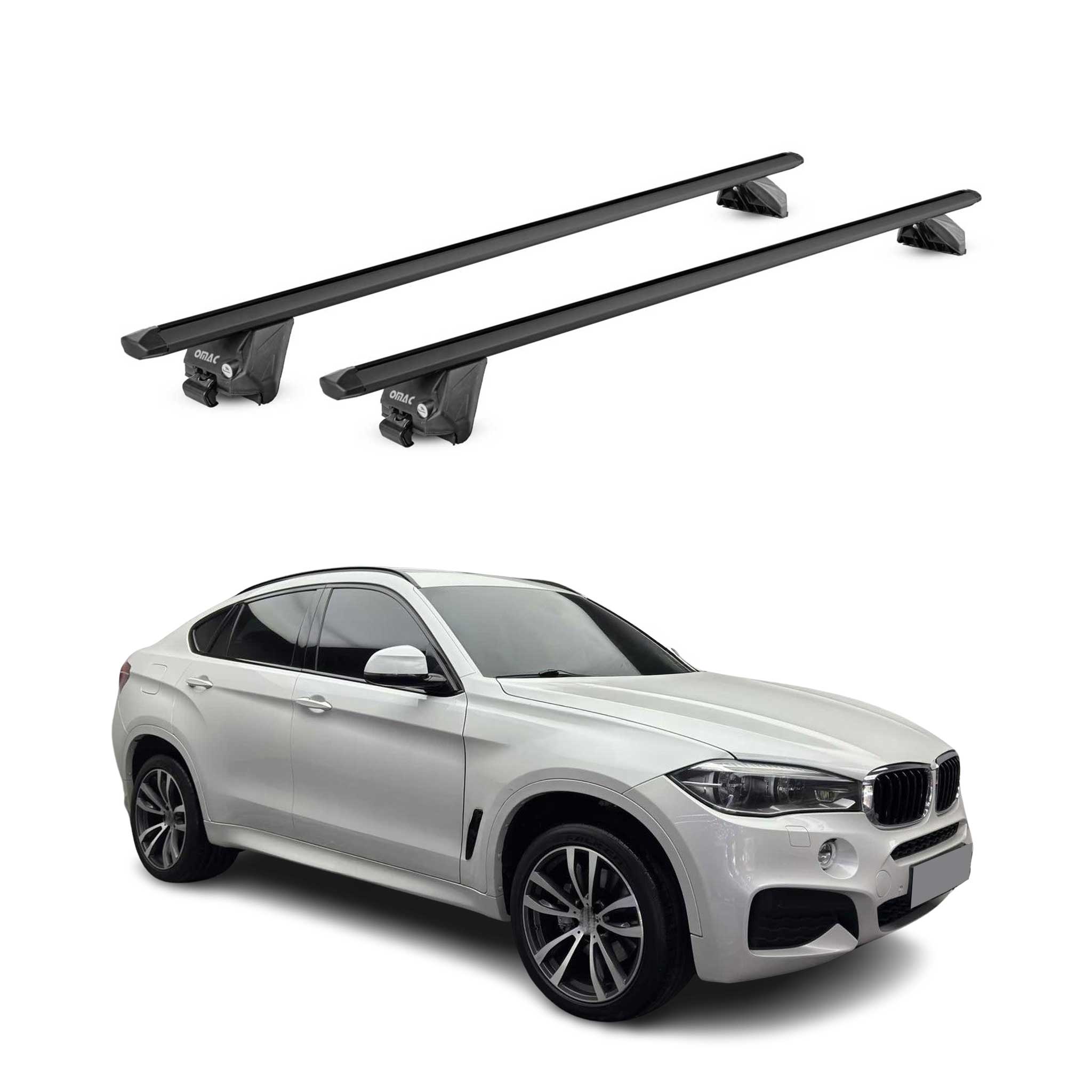 Dachträger Grundtäger für BMW X6 F16 2014-2019 100kg Aluminium Schwarz 2 tlg ABE