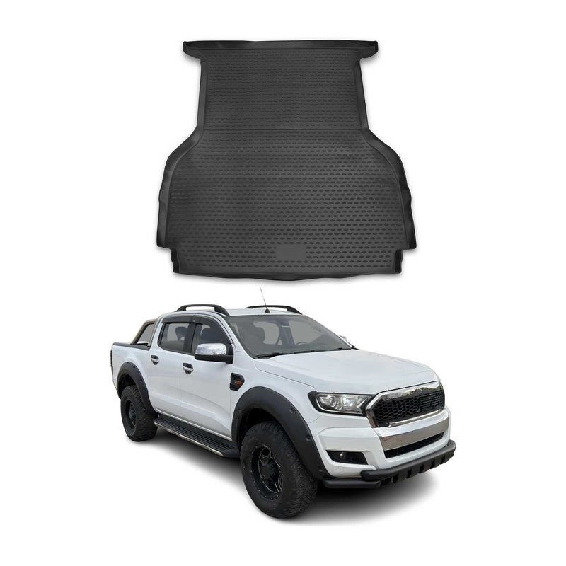 Kofferraummatte Kofferraumwanne für Ford Ranger 2011-2024 Gummi TPE Schwarz