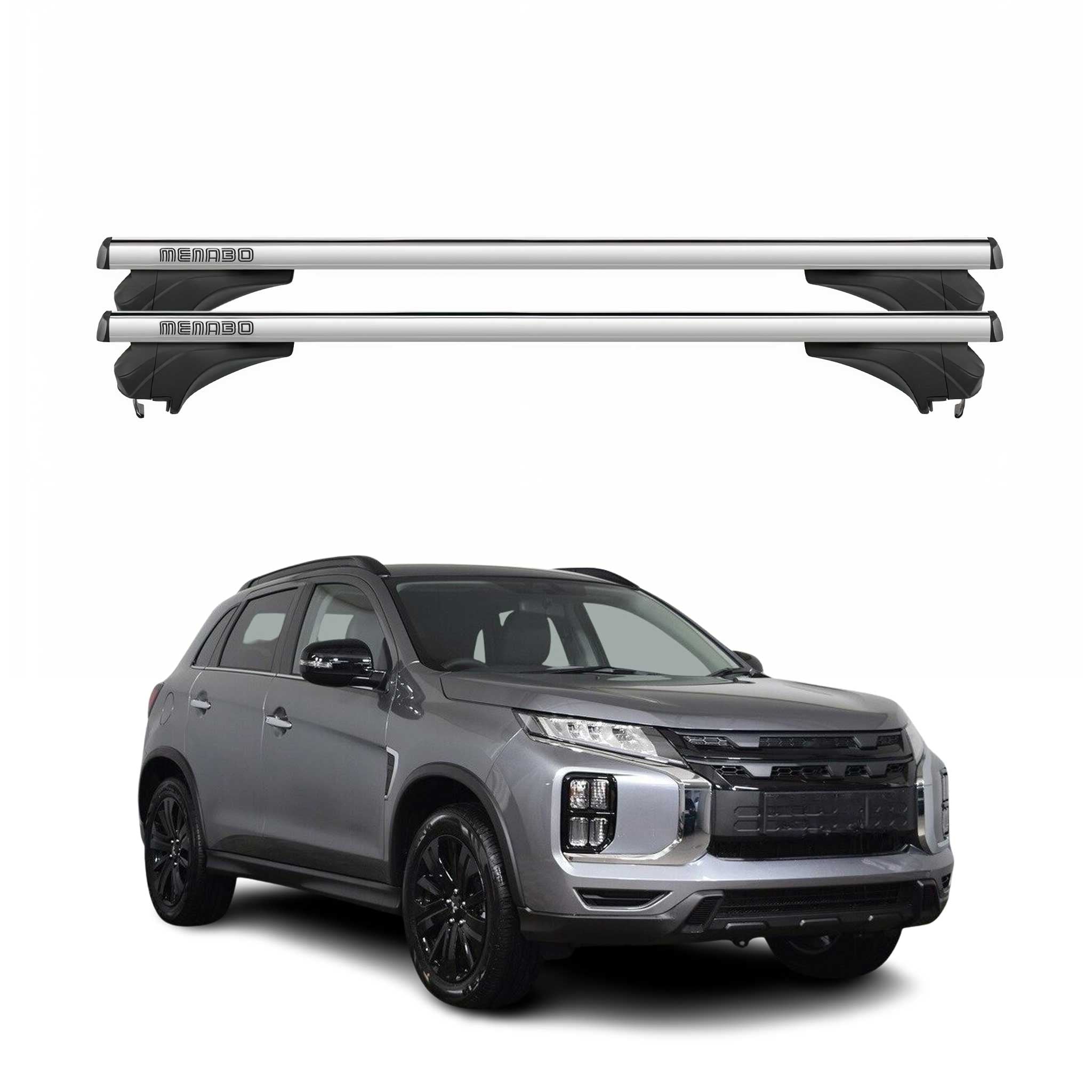 Menabo Dachträger Grundtäger für Mitsubishi ASX 2023-2026 Aluminium Silber 2 tlg