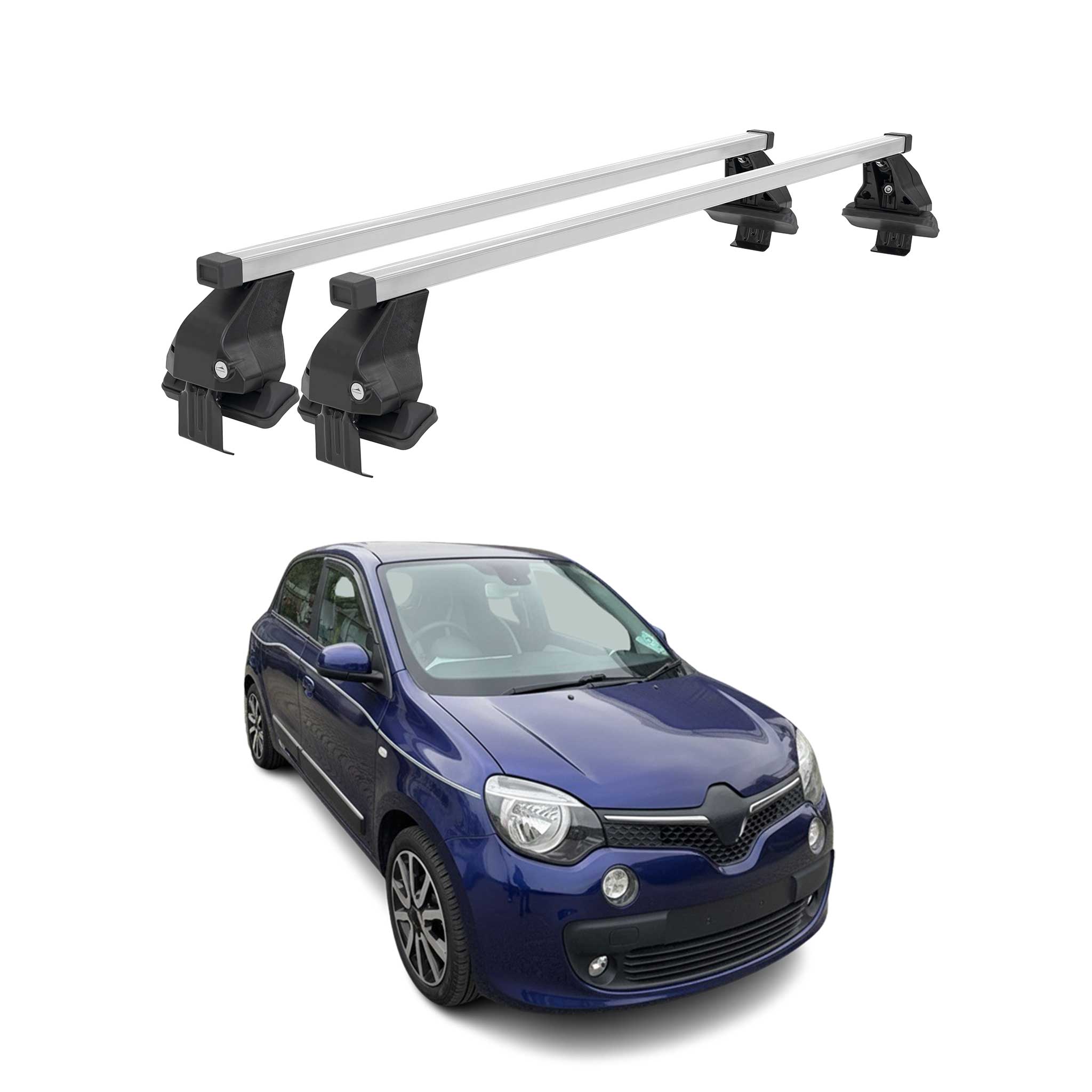 Menabo Dachträger für Renault Twingo mk3 2014-2019 Pre-FL 50kg Stahl Silber 2x