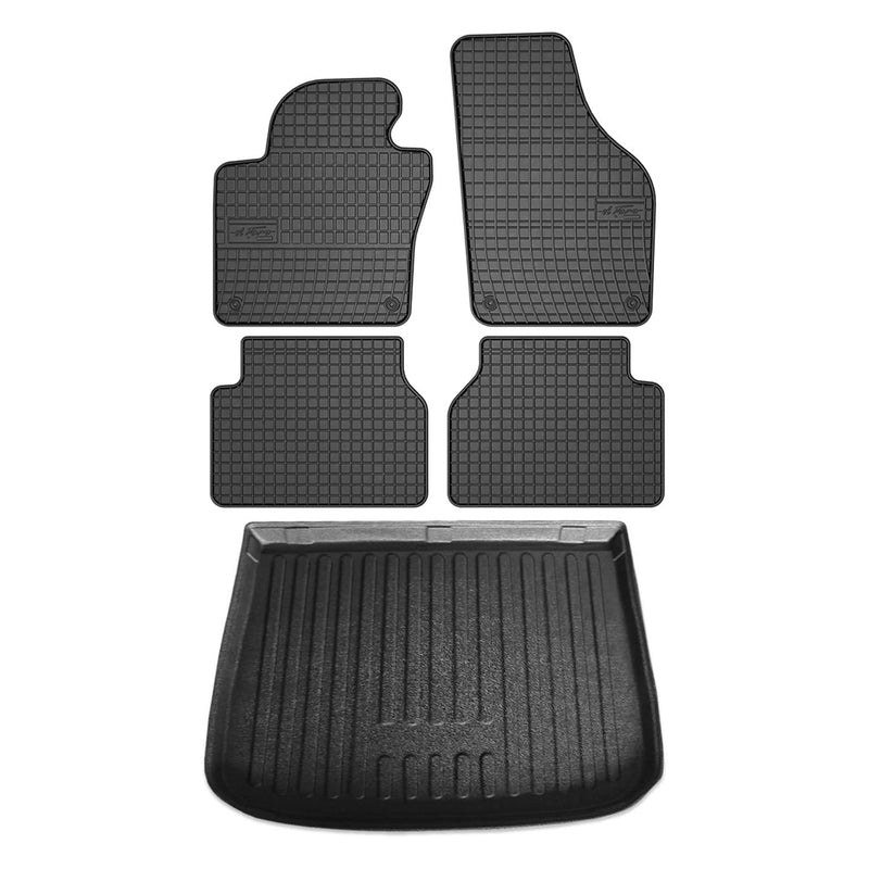 Fußmatten & Kofferraumwanne Set für VW Tiguan 2007-2018 Gummi TPE Schwarz 5x