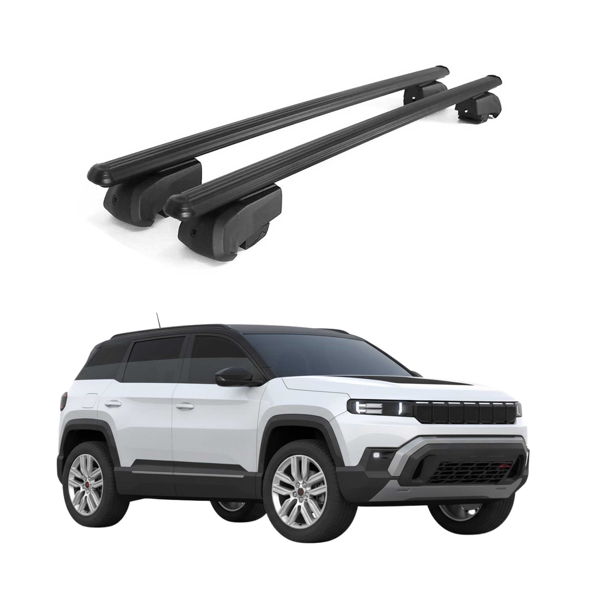 Dachträger Grundtäger für Jeep Compass III J4U ab 2026 75kg Aluminium Schwarz 2x