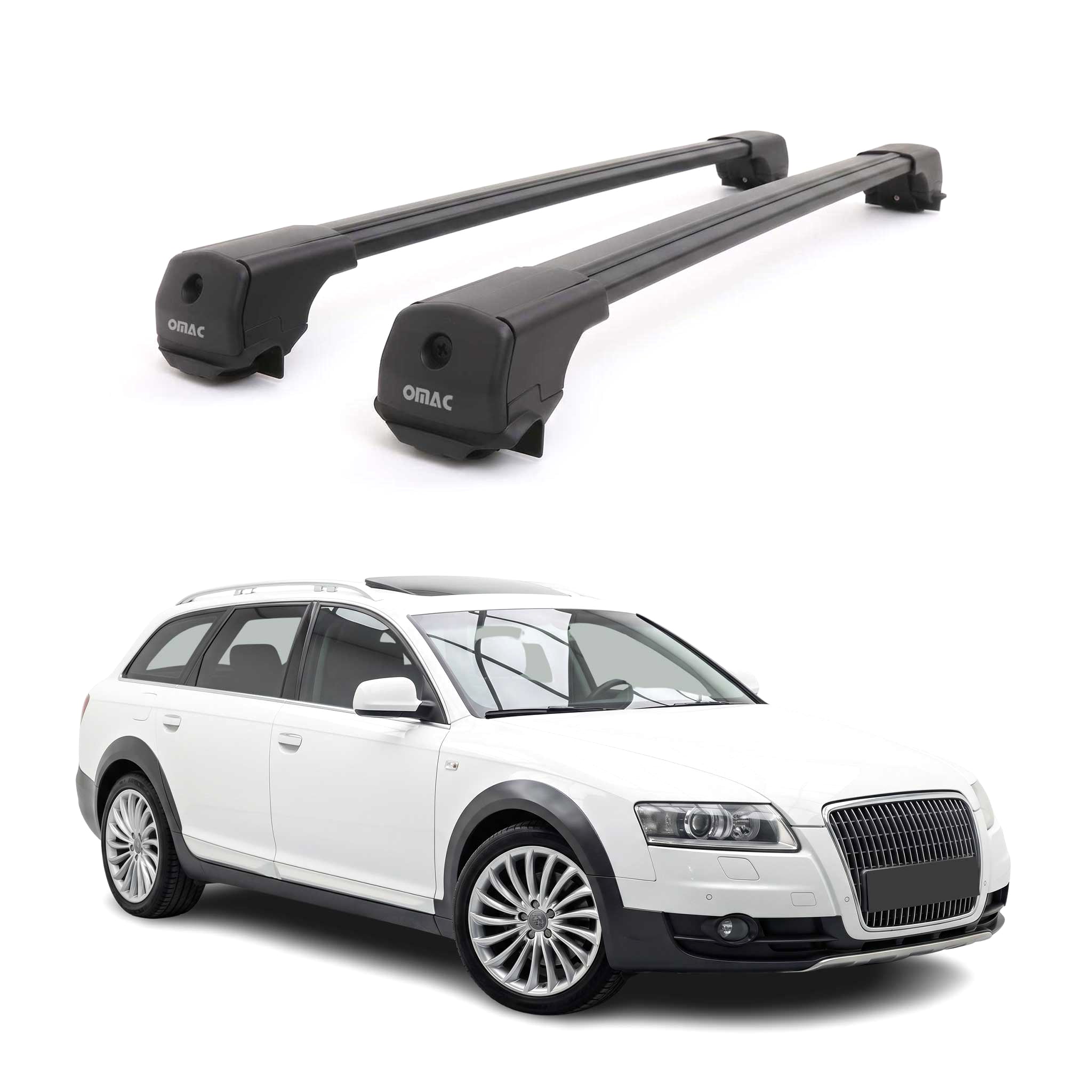 Dachträger Grundträger für Audi A6 C6 Allroad 2006-2011 Aluminium Schwarz 2tlg